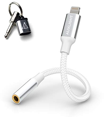 Auxlight® AUX Audio Adapter Lightning auf Klinke 3,5mm Kopfhörer, Weiß | Telefonieren & Musik, Premium Kabel für iPhone 13, 12, 11, Pro, Max, X, XS, XR, 8, 8 Plus, 7, 7 Plus, iOS 15