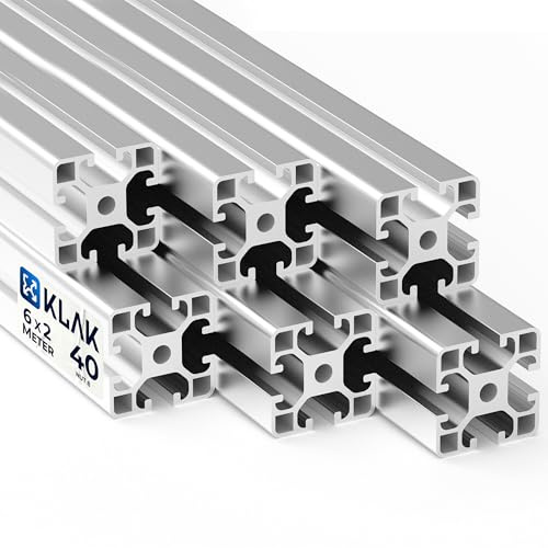 KLAK 40 - Aluprofil 6 Stück 40x40mm 2m System-, Konstruktionsprofil Nut 8 | Für Camperausbau, Sim-Rigs & Anhänger. Kompatibel mit Nut-8-Zubehör. Eloxiert, witterungsbeständig, 6 × 2 m = 12 m, silber