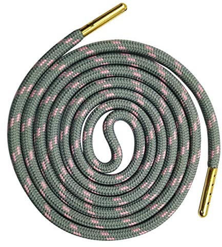 TikTako Metal Head athletischer Sport Runde Shoelaces Fit All Sport Laufschuhe Schnürsenkel-Wellen-Punkt Striped Polyester Schnürsenkel, 08 Hellgrau Rosa, 120cm