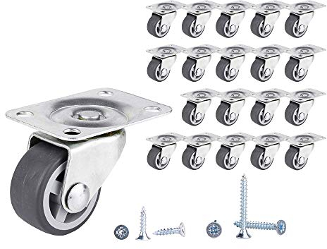 (20 Stück) 30 mm Schwenkräder Kleine Radrollen Gummiräder Hochleistungsrollen Möbelräder Rollen Mit Montageplatten Schrauben Enthalten (20, 30 ⌀)