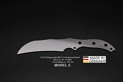 Messer Model 5 / 258mm Poliert Messerbau Messerstahl Messerklinge Klingenrohling Jagdmesser