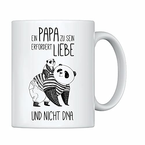 weiße Tasse -Ein Papa zu sein erfordert Liebe & nicht DNA- Geschenk zum Vatertag Geschenkidee für den Stiefvater Kaffeebecher mit Spruch für Stiefpapa