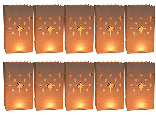 10 Stück Kerzentüten Papierlaternen Teelicht Kerze Taschen Resistent Kerzen Tüte LED Kerzen Lichttüten Candle Bags für Hochzeit Party Dekoration