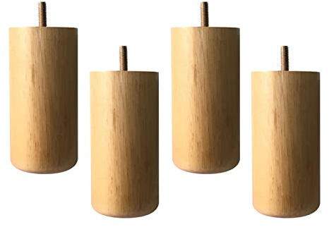 Holz Möbelfüße Holz Sofafüße Tischbeine M8 Möbelbeine aus Eiche für Sofa Schrank Kabinett Couch Stühle Bett Holzfarbe 4 Stück (12cm)