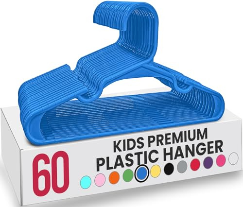 Utopia Home - Paquete de 60 Perchas Infantiles de plástico para Ropa de Armario, para bebés y niños, 30 cm, Color Azul