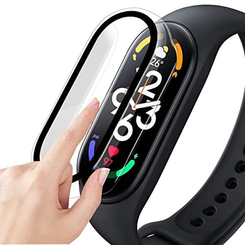 Akancy Estuche rígido compatible con mi Band 7 con película protectora, dureza 9H Estuche para PC Hart Vidrio templado delgado para Smart mi Band 7, transparente