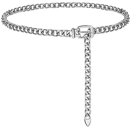 Weenkeey CHAIN STRAP taille grossière chaine réglable en métal Body Connection Strap jeans pantalons - argent