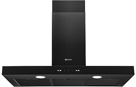 Bauknecht DBIBS 93F LL K Wand-Dunstabzugshaube (90cm)/ Energieeffizienzklasse B/Abluft-und Umluftbetrieb/LED Beleuchtung/ 4 Stufen inkl. Intensiv-Stufe, Filtersättigungsanzeige/Touch-Control