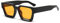 WDZAYXC Gafas de sol rectangulares vintage para hombre y mujer, estilo retro, protección UV400, negro / naranja
