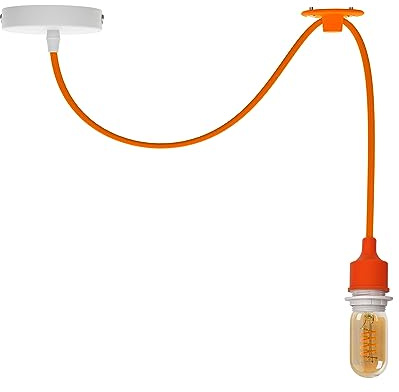 Spinnen-Hängeleuchte DIY Hängeleuchte, Verstellbare Hängelampe mit E27 Stecker, für Halle, Restaurant, Bar, Esszimmer, Café (Orange 1 Meter mit Blub)