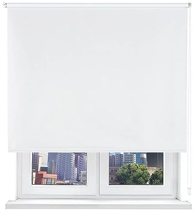 HOME MERCURY- Estor Opaco Enrollable Blackout, Estores térmicos, Persiana Enrollable Blackout para Ventanas. Fácil Instalación (120x180cm, Blanco)