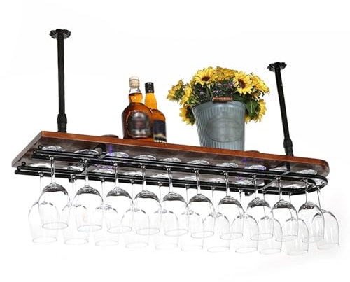 Casier a Vin Suspendu Industriel, Porte Bouteilles Mural en Métal Éclairés Par LED, Étagère a Vin de Décoration Intérieure Élégantes, pour Bars, Cafés, Caves a Vin ( Color : Nero , Size : 80cm/31.5in