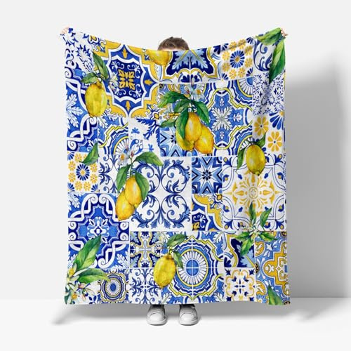 XCWYF Kuscheldecke Zitrone 130x150cm Flauschig Fleecedecke Wolldecke Sofa überwurfdecke für Zimmer deko, Geschenke für Frauen Erwachsene Kinder