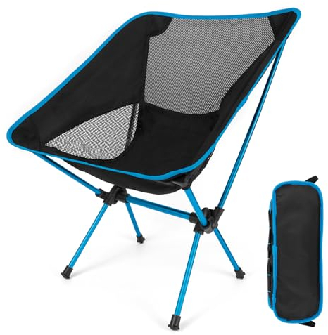 Diealles Shine Chaise de Camping Pliable, Ultra Légère pour Plage et Pêche - Sac de Transport Inclus - Bleu