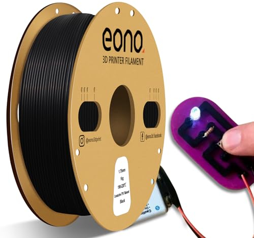 EONO Leitfähiges TPU Filament 1,75 mm, Elektrisch Leitendes TPU Flexibles Weiches Filament, 1 kg (2,2 Pfund), Maßgenauigkeit +/- 0,03 mm für FDM Drucker, Schwarz