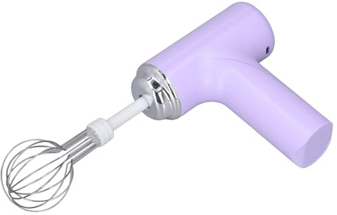 Handheld Egg Beater with 3 Gears, Cordless Electric Whisk for Desserts Baking, Hand Mixer with Lithium Ion Battery for Kitchen Cooks (Purple)