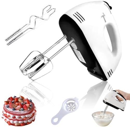Batteur Electrique Cuisine - Batteur à Main Peut être Utilisé pour Fouetter la Crème, 260w, 7 Vitesses, 5 Pièces Accessoires Batteur électrique, Fouet Electrique pour Gâteaux Confitures et Crème