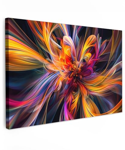 MuchoWow© Leinwand Groß XXL Deko Schlafzimmer Aesthetic Leinwandbilder | 120x80 cm - Wohnzimmer Gemälde Foto Geschenk Living Room Decoration Bunt - Farbenfroh - Muster - Schwarz - Farben