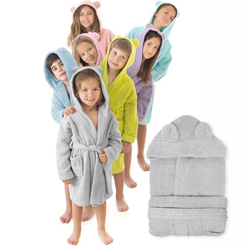 LEBENGOOD Peignoir Enfant Fille et Garçon Unisexe 100% Coton OEKOTEX Eponge