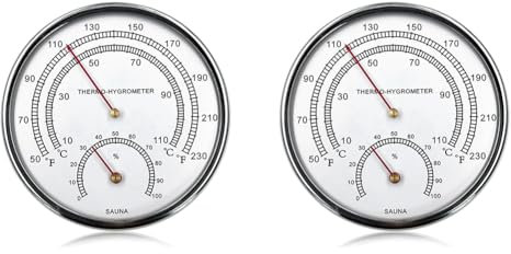 Greethga Accessoires pour sauna thermomètre pour sauna Fahrenheit thermomètre et hygromètre pour sauna en métal 2 en 1 avec trou pour suspendre