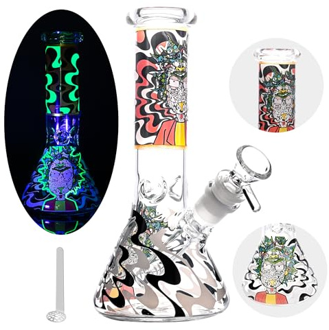 Bong in vetro luminoso Masenyee da 20 cm con braciere da 14,5 mm e filtro, Glasbong per fumatori, Bong robusto e spesso, compatto da trasportare, pipa ad acqua Chillum-Ruby Red