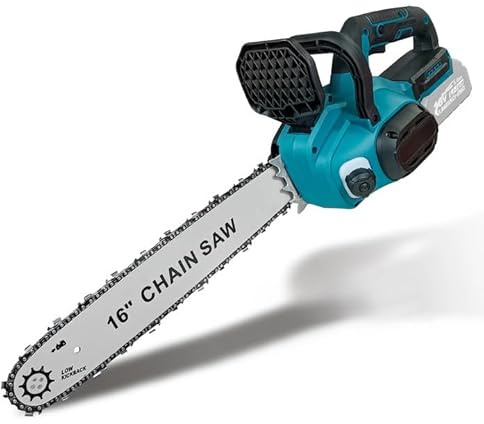 Tronçonneuse à Batterie 18 V, 16 Pouces Tronçonneuse Électrique sans Fil avec Graisseur Automatique, pour le Travail du bois et le Jardinage
