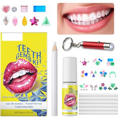 Zahnstein Schmuck,Tooth Gem Kit,Zahnstein Set,Zahnschmuck Set,Zahnschmuck für Reflektierende Zahnverzierungs-Dekoration,Professionelle Kristalle,Zeigen Sie Ein Selbstbewusstes Lächeln