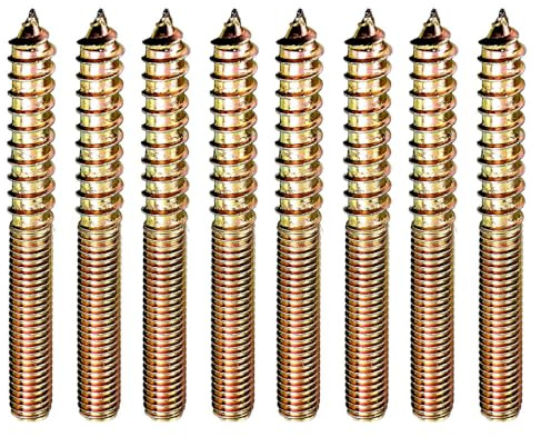 M6 x 40 mm hängbultar trä till metall skruvpluggar dubbelhuvudlösa skruvar för träbearbetningsmöbler anslutning (10-pack)