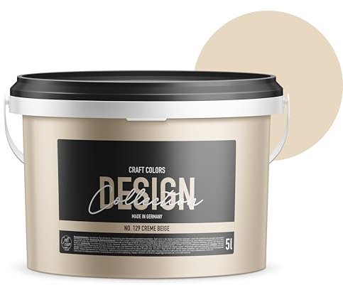 Craft Colors® Peinture murale de qualité supérieure - 5 l - Finition mate - Fabriquée en Allemagne - Collection Design n° 129 Beige
