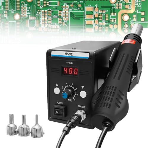 MiBoce 700W Soldering Iron Station, Hot Air Soldering Station, with LED Screen Display, 8 Levels of Air Volume Adjustable, Maximum Air Flow 120L/Min, for Electronics Electrical Repairing
