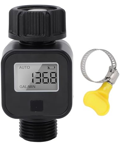 Digitaler Wasserzähler mit 3/4-Zoll-Gewinde und LCD-Display – Wassermessmesser in Gallonen und Litern zur Messung der Gartenschlauchbewässerung im Freien