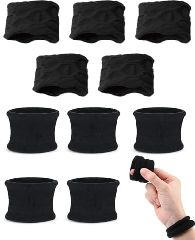 WUNZILO 10 Pcs Élastiques à Cheveux pour Femmes Filles Bandes à Cheveux en Coton Noirs Solides Attaches de Cheveux sans Couture Larges Bobbles de Cheveux en Queue de Cheval Extensible