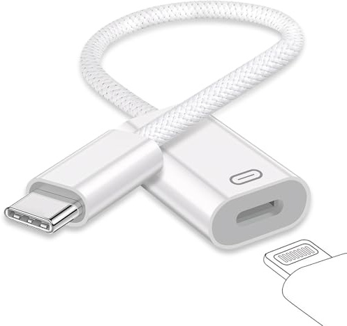 USB C to Lightning Headphone Audio Adapter, Type C Male to Female Lightning Earphone Converter with Charge/Data Transfer, Compatible with iPhone 17/16/15 Plus/Pro/Max, iPad Pro/Air 6/5/4, MacBook