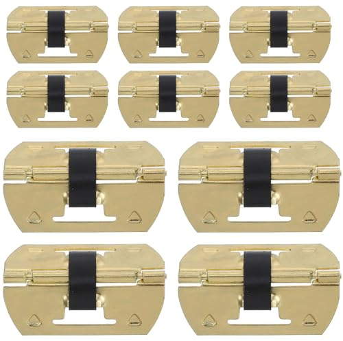 Uonlytech Charnières à Ressort Mécanisme à Ressort, Installation Facile, Lot de 10 Pièces, Finition Or Élégante et Minimaliste pour Boîte à Bijoux en Bois
