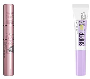 Maybelline New York, Kit de Maquillaje: Máscara de Pestañas LasH Sensational Sky High + Gel Fijador de Cejas Superlock