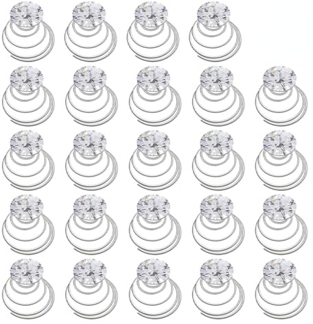 UEIOAVL Novelty Hair Jewellery Pins, Spiral-Haarspangen für Brautjungfern mit Kristall-Strasssteinen Wirbeln und Perlen für Damen Mädchen Hochzeit Brautparty 24 Stück (Silber)