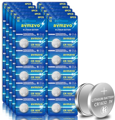 avmzvo CR1632 Knopfzellen, 50 Stück, Lithium Coin 3V Batterien, for Watch | Anwendbar auf Autoschlüssel und kleine elektronische Geräte,langanhaltende Leistung,quecksilberfrei【5 Jahre Garantie】