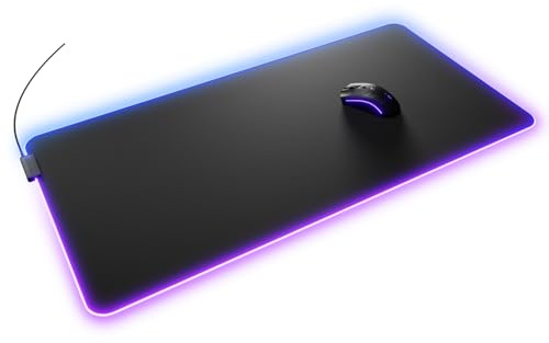 GLORIOUS GMP 2 GLED Cloth Gaming Mousepad XXL (Black) | 2 Zone RGB Lighting, InfiniGlow Stitchless Edge, Precision Micro Weave Surface For Speed And Control, Rubber Base