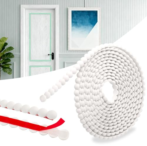 VEEVIIY 5 Meter/15 mm Flexible Selbstklebende Zierleisten Sparpaket, 3D-Dekorative Flexible PVC-Kantenleiste, DIY-Perlenleiste, geeignet für Türen, Fenster, Spiegel, doppelseitigem Klebeband