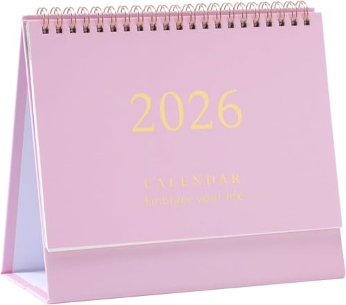 Hemobllo Desk Calendar 2026-18 Month Standing Flip Desktop Planner- Mini Month to View Academic Table Calendar for Home Office, School & Work Organisation