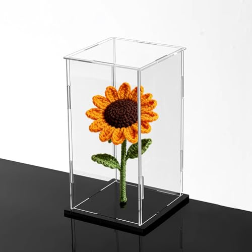 teca plexiglass Scatola Espositiva in Acrilico Antipolvere per Figure, Vetrina Quadrata Trasparente 10, 15, 20, 25, 35, 40 cm, Scatola Portaoggetti, Facile Montare(Black,15x15x40cm/6x6x16in)