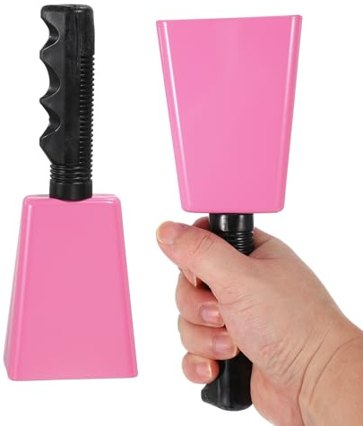 PATIKIL 2 Stück 8 Zoll Kuhglocken Für Football Spiele Metall Kuhglocke Pink | Für Sportveranstaltungen, Bulk, Laute Geräuschemacher, Mit Griff, Für Jubel Wettbewerbe, DIY Bemalen, Kuhglocken