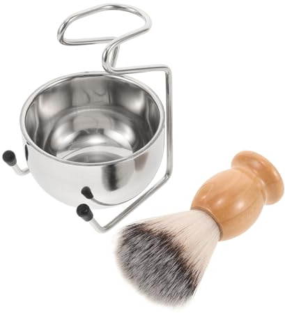 Garneck Edelstahl Rasierschaum Schale Mit Halter Für Rasierpinsel Set Für Männer Inklusive Dachshaar Rasierpinsel Und Bartbürste Für Sanfte Nassrasur