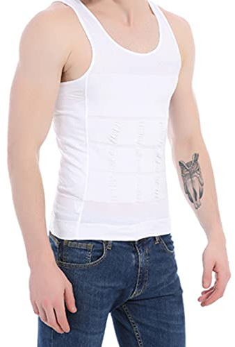 midja slimmade kompressionsskjortor för män magkontroll body shaper-vä, elastiskt shapewear-undertröja för sport
