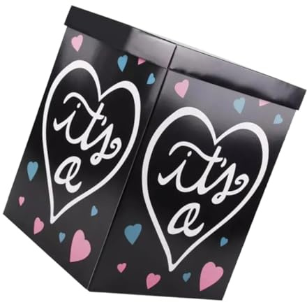 OFFSCH Scatola di Carta per Rivelazione Sesso del Bordo Nero Confezione per Festa Shower Contenitore per Palloncini Decorazione per Compleanni e Annunci Gravidanza