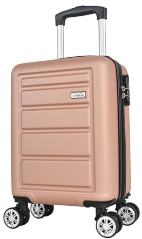 ZAHRAB 40x30x20cm Hard Shell for Ryanair Wizz Air, Underseat Bag Lightweight Hand Luggage Cabin Bag Trolley with Wheels Flight Bags Suit Case (Rose Gold, 40x30x20 cms)