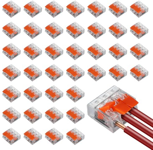 40 Stück Verbindungsklemme, Klemmen Elektro Lüsterklemme Wiederverwendbare, Kabelverbinder 3 Polig für Feste Kabe Hausverkabelung und Automobilbereich