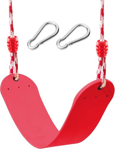 OYE Kinderschaukel Outdoor Schaukel Eva Weiche rutschfest U-Schaukel Brettschaukel Schaukelsitz Schaukelbrett mit Schnapphaken (Red)