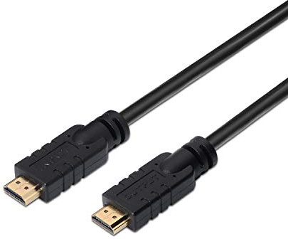 AISENS A119-0104 - Cable HDMI Alta Velocidad HEC con repetidor (20 m, chipset para Señal Full HD) Color Negro
