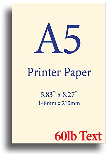 Naturcremefarbenes A5-Papier, 21,1 x 14,8 cm, 27,2 kg Text (90 g/m²), 100 Blatt